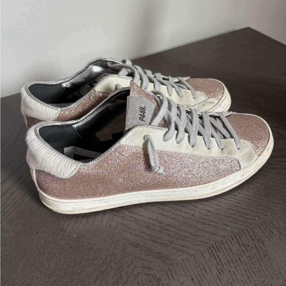 Philippe Model Sparkling Sneakers with Fur Accent